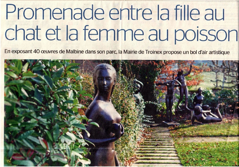 Coupure de presse - La Tribune de Genève - Promenade entre la fille au chat et la femme au poisson
